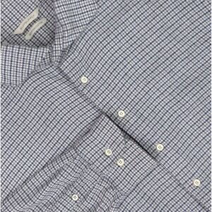 Suitsupply Shirt Mens XXL Long Blue Houndstooth Regular Fit Egyptian Cotton